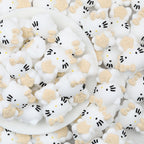 3D Cute Beige Bow White Cat Silicone Focal Beads 20pcs