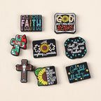Silicone Focal Beads Jesus Faith Cross With Holly Cardinal 20pcs 5