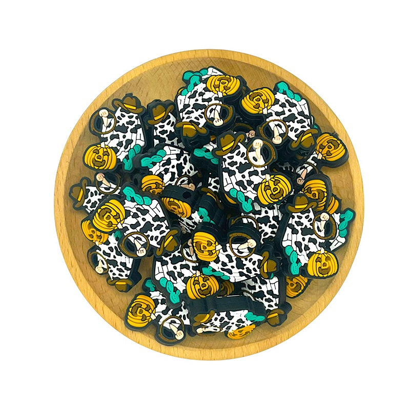 Silicone Focal Beads Halloween Western Ghost Holding Lasso 20pcs 2