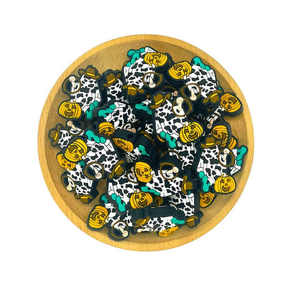 Silicone Focal Beads Halloween Western Ghost Holding Lasso 20pcs 2