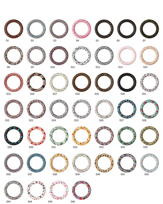 65mm Printed Silicone Beads Round Rings Floral Animal Spots Prints