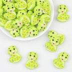 Cute Light Green Snake Silicone Focal Beads 20pcs