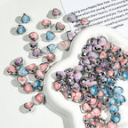Plating Glitter Floral Heart Acrylic Beads 12mm Pastel Colors 50pcs
