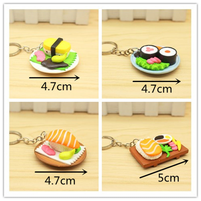 Simulated Food Keychain Metal Japanese Sushi Tamago Miniature Charm 5