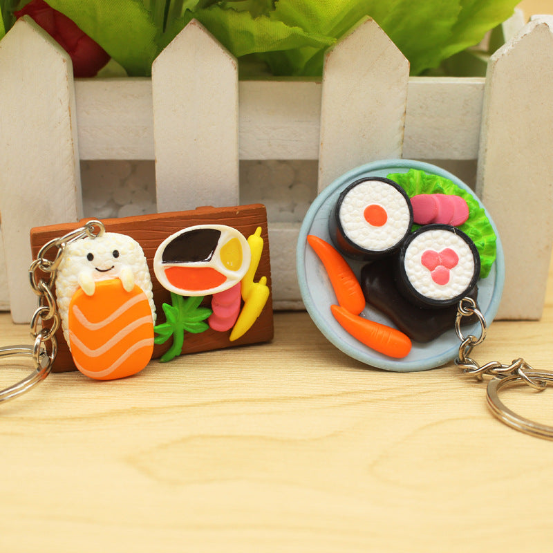 Simulated Food Keychain Metal Japanese Sushi Tamago Miniature Charm 3