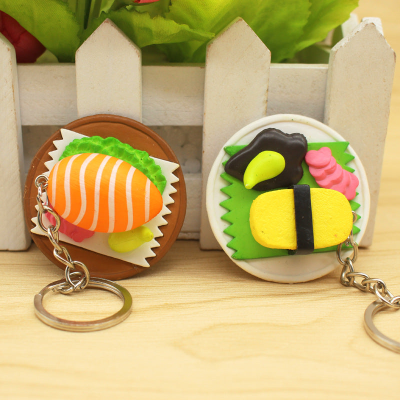 Simulated Food Keychain Metal Japanese Sushi Tamago Miniature Charm 4