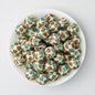 Valentine Heart Printed 15mm Printed Silicone Beads 50pcs - Beige