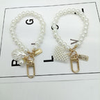 Pearl Heart Beaded Keychain with Gold Accents Elegant Charm 2