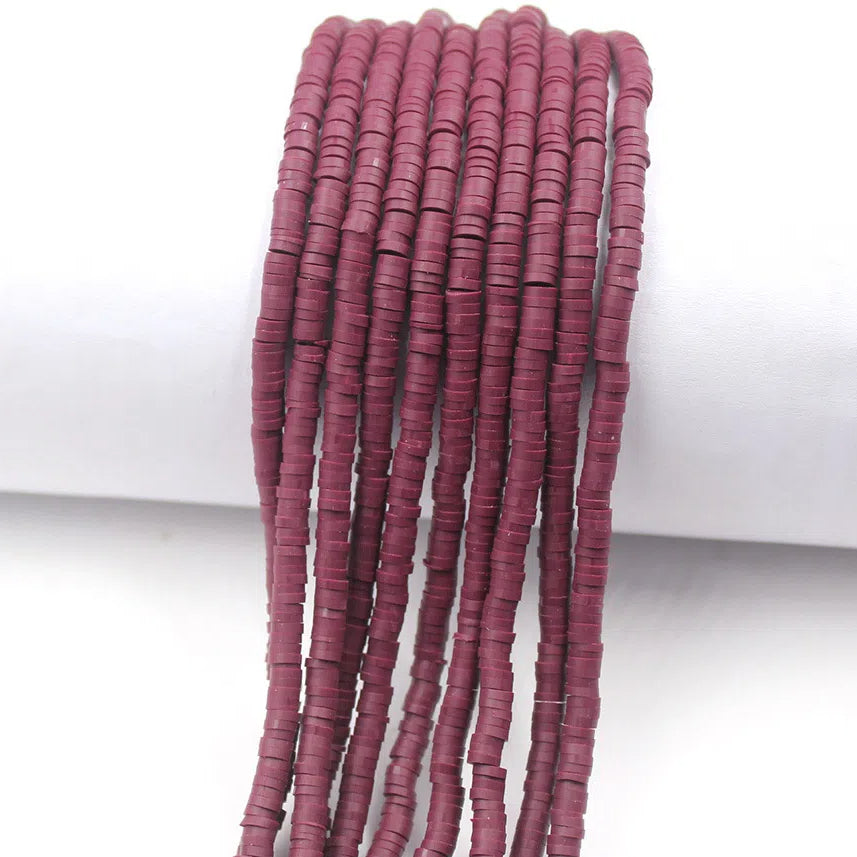 Flat Clay Beads 4mm Solid Color Polymer Disc 10strands 28