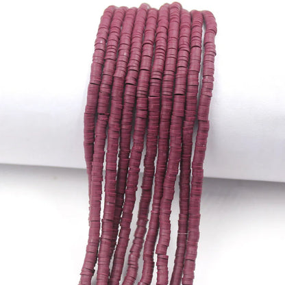 Flat Clay Beads 4mm Solid Color Polymer Disc 10strands 28