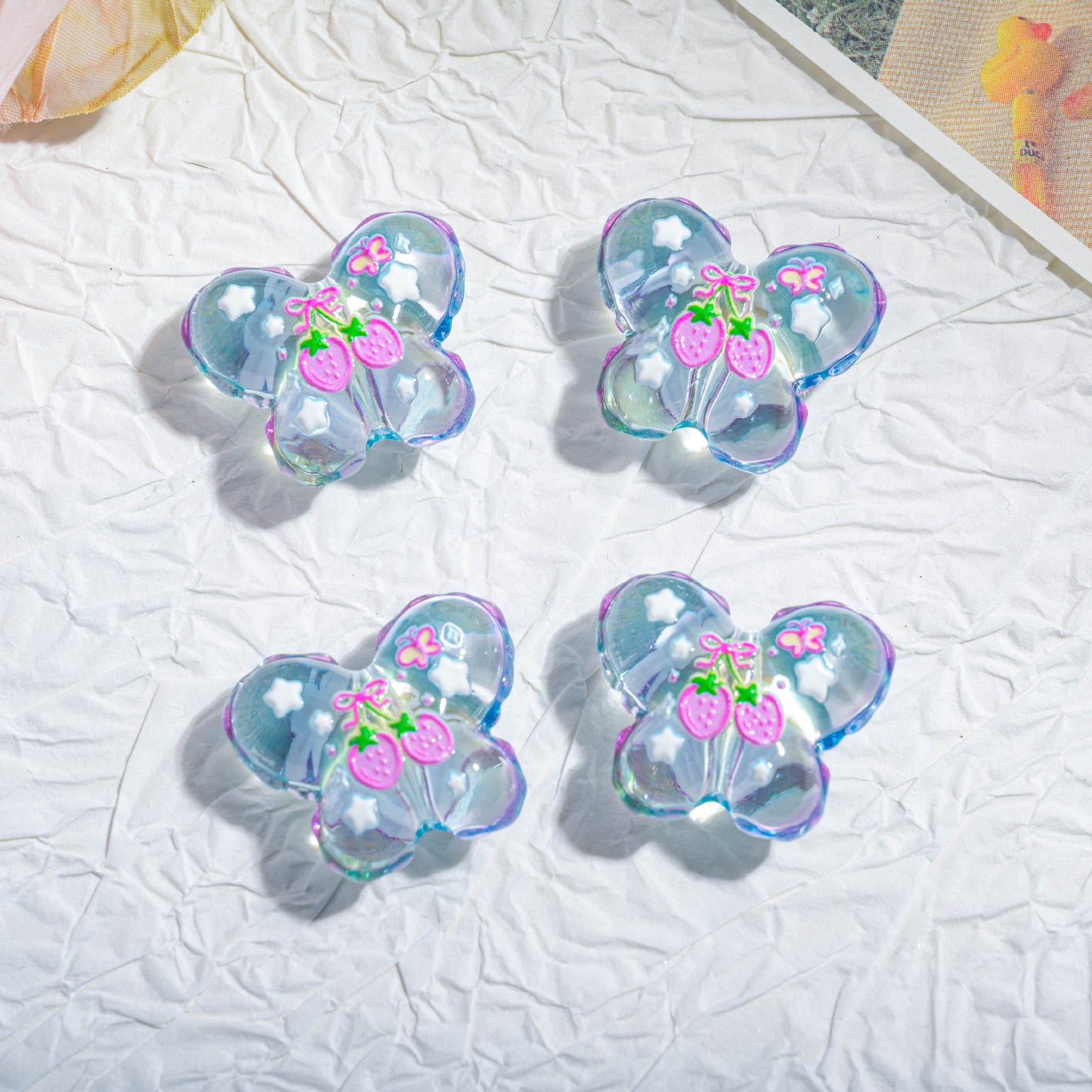 20pcs 22mm Cartoon Butterfly Acrylic Beads for Jewelry Making 6