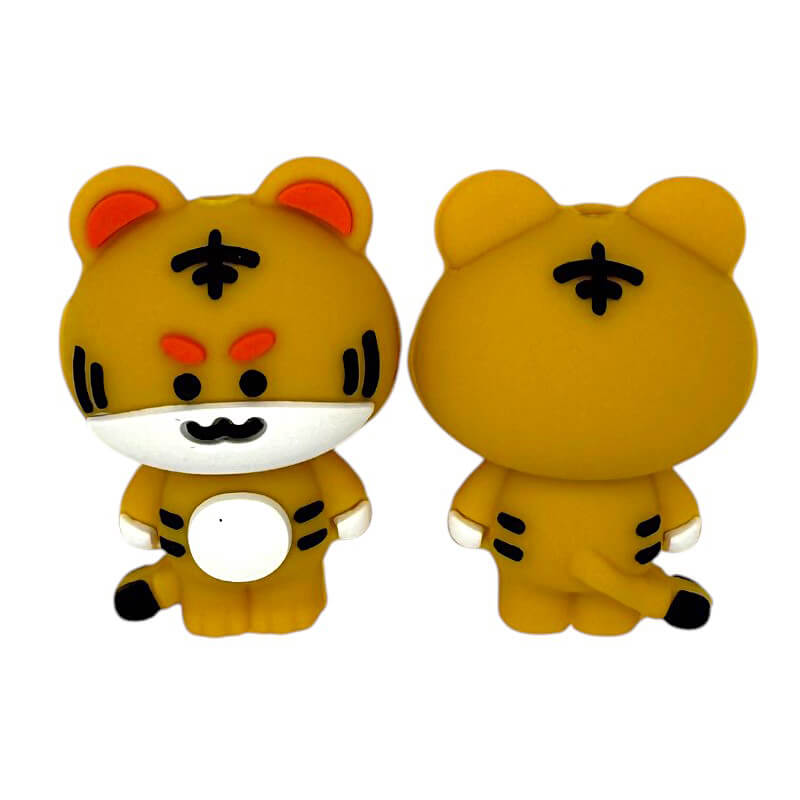 Silicone 3D Focal Beads Tiger Standing Pose 20pcs