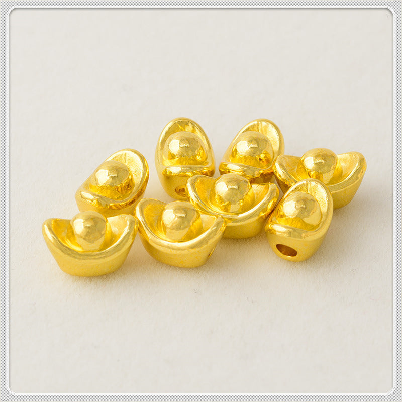 Ingot Metal Beads 11mm Golden 3D Design 50pcs 2