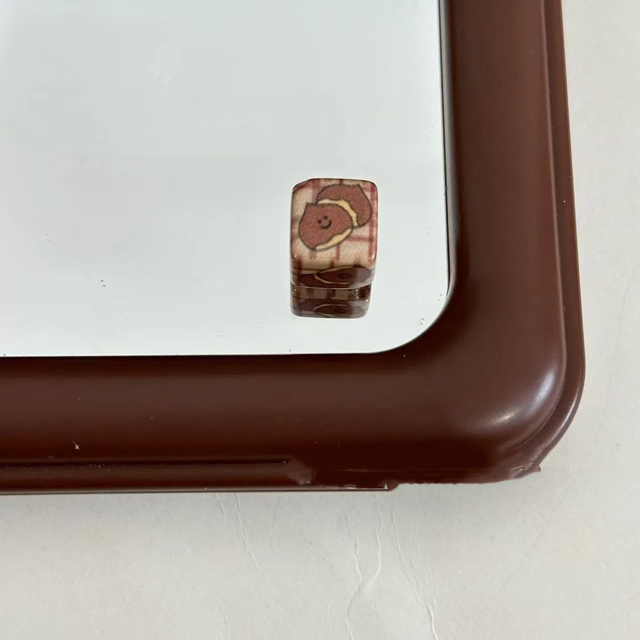 Square Acrylic Beads 12mm Coffee Colored Chestnut Pattern Diagonal Hole 10pcs 5