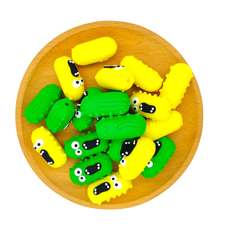Silicone 3D Focal Beads Screaming Pickles Front Facing 3
