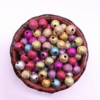 Spray Painted Acrylic Beads 4-12mm Matte Metallic Textured Finish