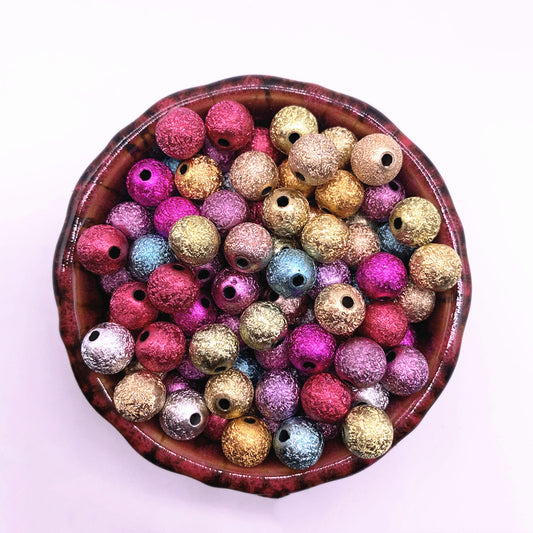 Spray Painted Acrylic Beads 4-12mm Matte Metallic Textured Finish