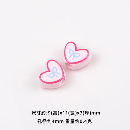 Bowknot Outline Heart Acrylic Beads 11mm 40pcs 11