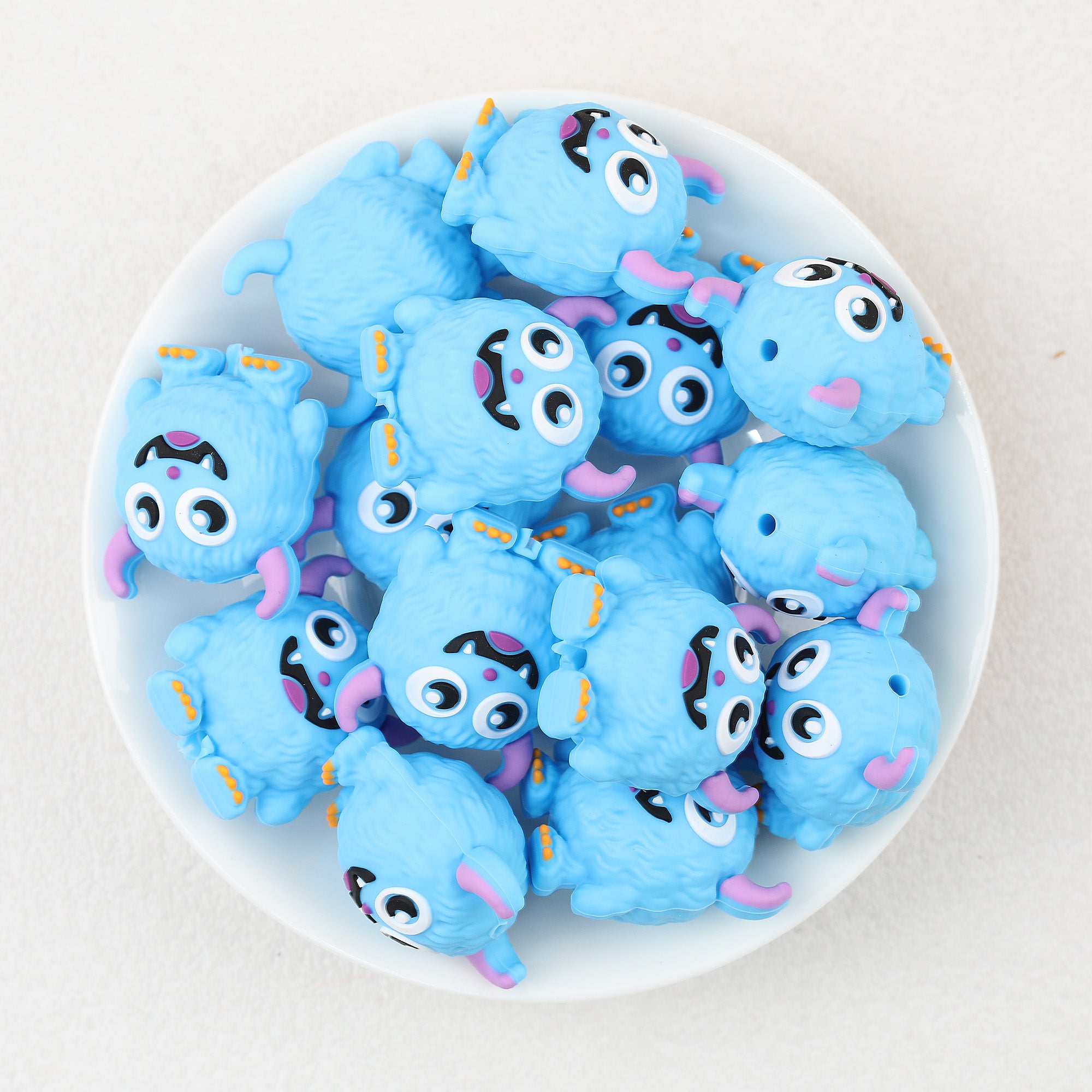  3D Cute Horned Monster Silicone Focal Beads 20Pcs 7