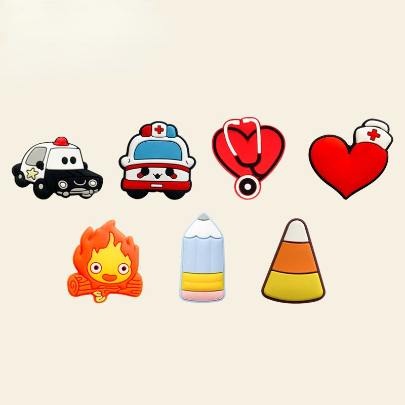 Silicone Focal Beads Police and Ambulance Cartoon Vehicle Designs 20pcs