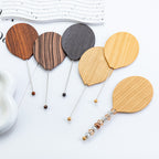 Beadable Plastic Mirrors Oval Wood Pattern