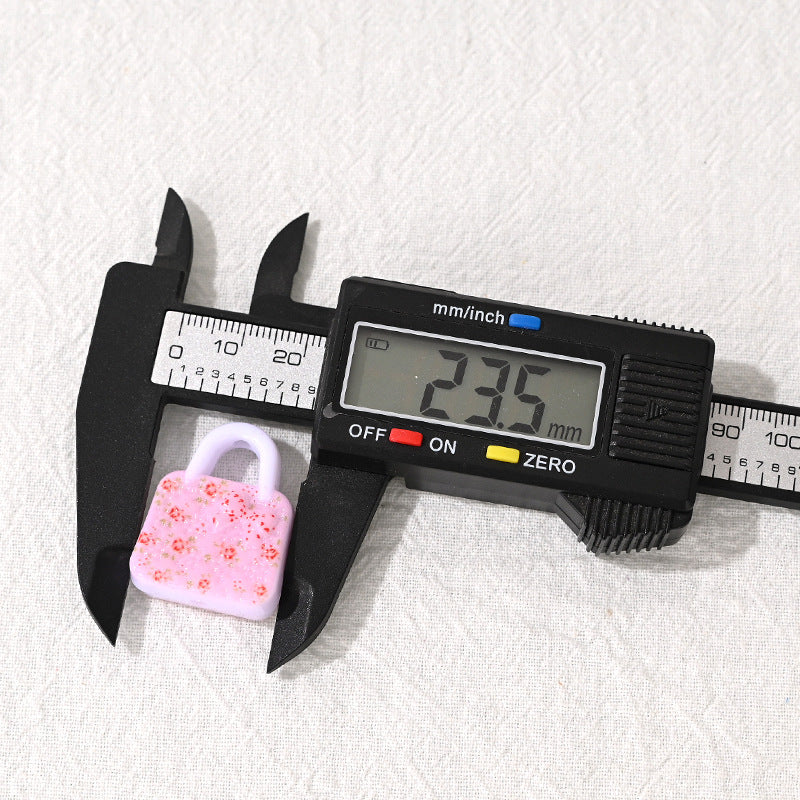 Floral Pattern Handbag Shaped Resin Beads 29mm 20pcs 4