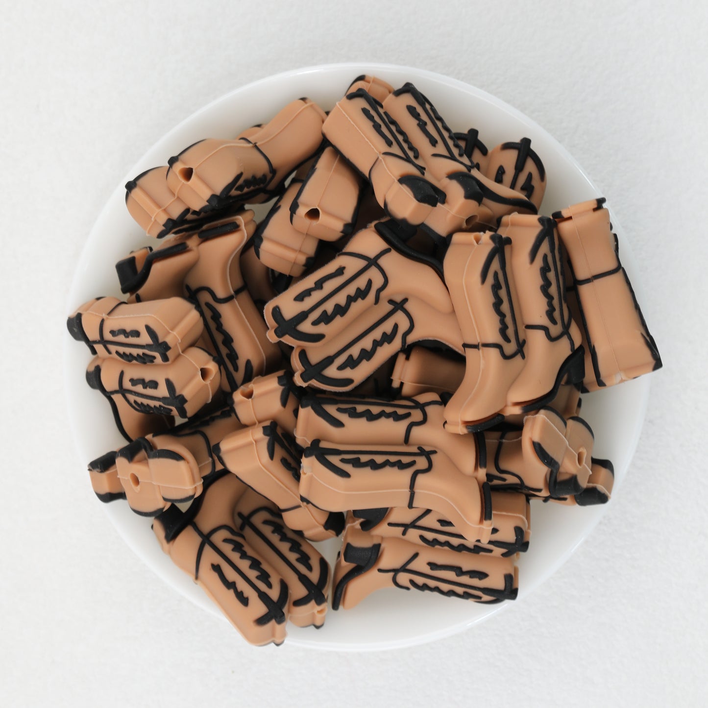 3D Western Style Cowboy Boot Silicone Focal Beads Brown 20pcs