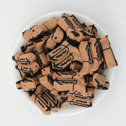 3D Western Style Cowboy Boot Silicone Focal Beads Brown 20pcs