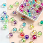 Iridescent Translucent Round Acrylic Beads Wholesale, UV-Coated Rainbow Colors, 16mm 50pcs