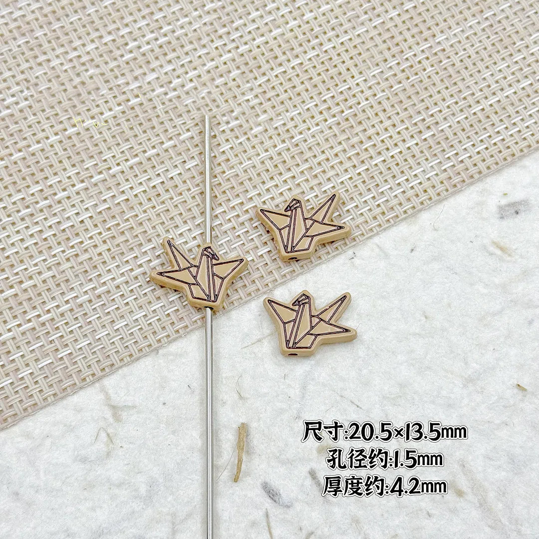Folded Paper Crane Metal Beads 20mm Spray Painted Colorful Alloy 21