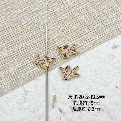 Folded Paper Crane Metal Beads 20mm Spray Painted Colorful Alloy 21
