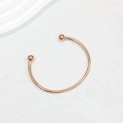 Beadable Bracelet Titanium Steel Electroplated C-Shaped Open Bangle - Small-Rose gold
