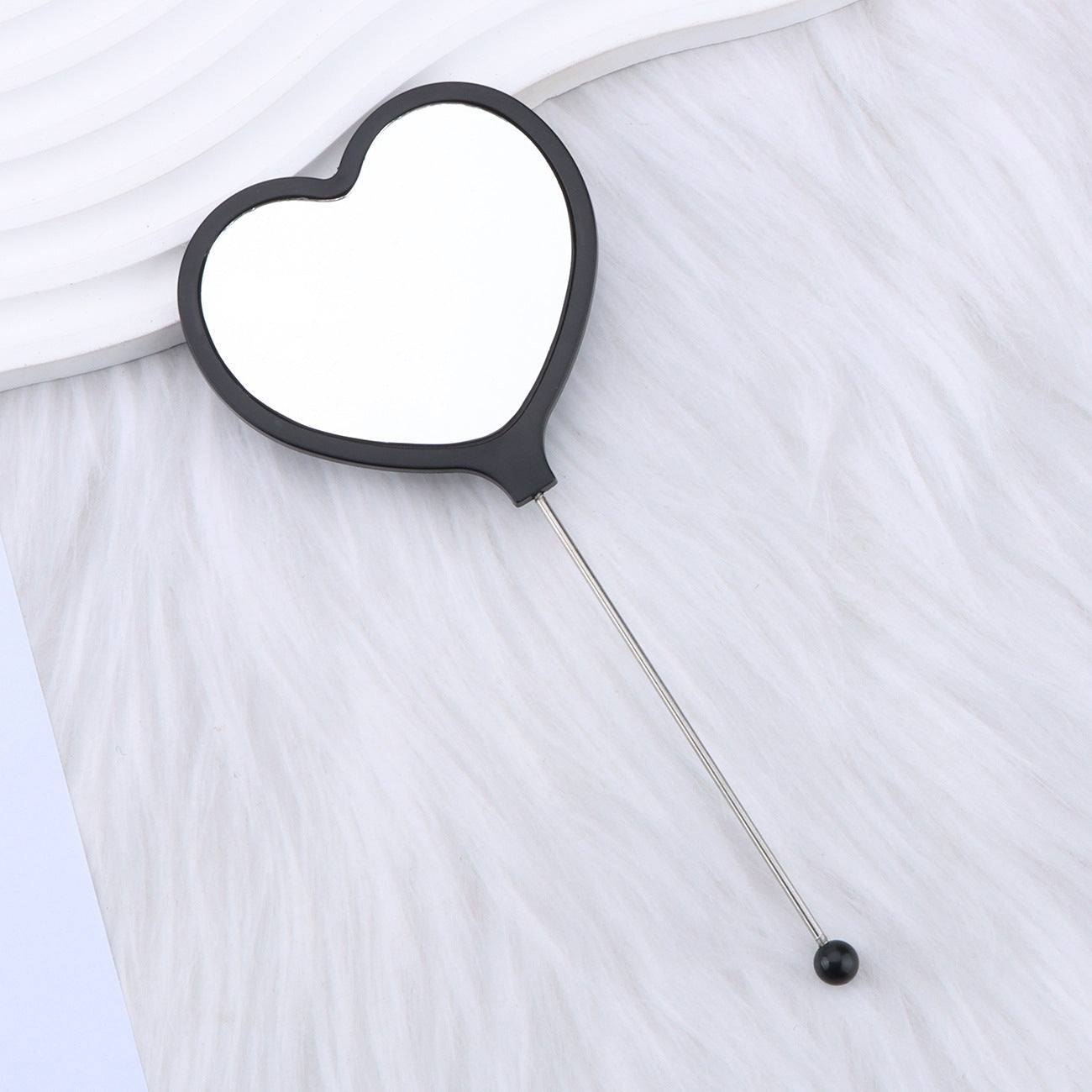 Beadable Plastic Mirrors Handheld Heart-shaped