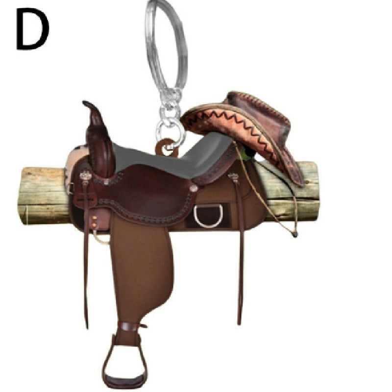 Acrylic Saddle Keychain Vintage Western Cowboy Style 8