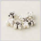Four-Petal Flower Metal Beads 6mm 8mm Polka Dotted Antique Silver Tone 100pcs