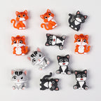 Silicone 3D Focal Beads Dark Cat Smiling Face Sitting Pose 20pcs 5