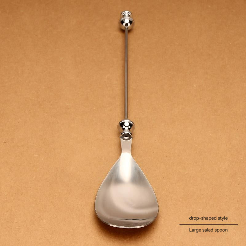 Beadable Salad Spoon Stainless Steel Zinc Alloy Bead Handle 6