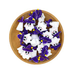 Silicone 3D Focal Beads Halloween Witch Ghost Purple Hat 20pcs 3