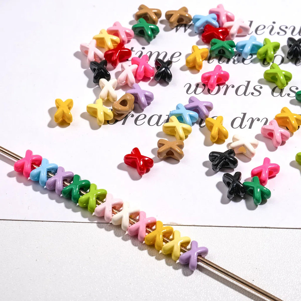 Baking Painted X Acrylic Beads 8mm Glossy Colorful 100pcs 2