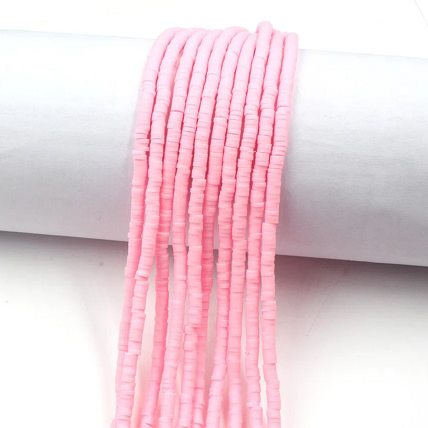 Flat Clay Beads 4mm Solid Color Polymer Disc 10strands 18