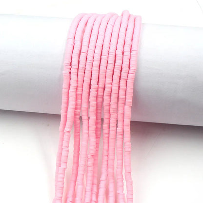 Flat Clay Beads 4mm Solid Color Polymer Disc 10strands 18