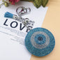 Rhinestone Evil Eye Keychain Alloy Round Colorful Tassel Charm 8