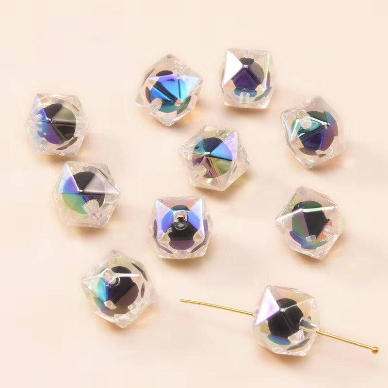Faceted Acrylic Beads 16mm Diamond Shape Rainbow Assorted 200pcs 9