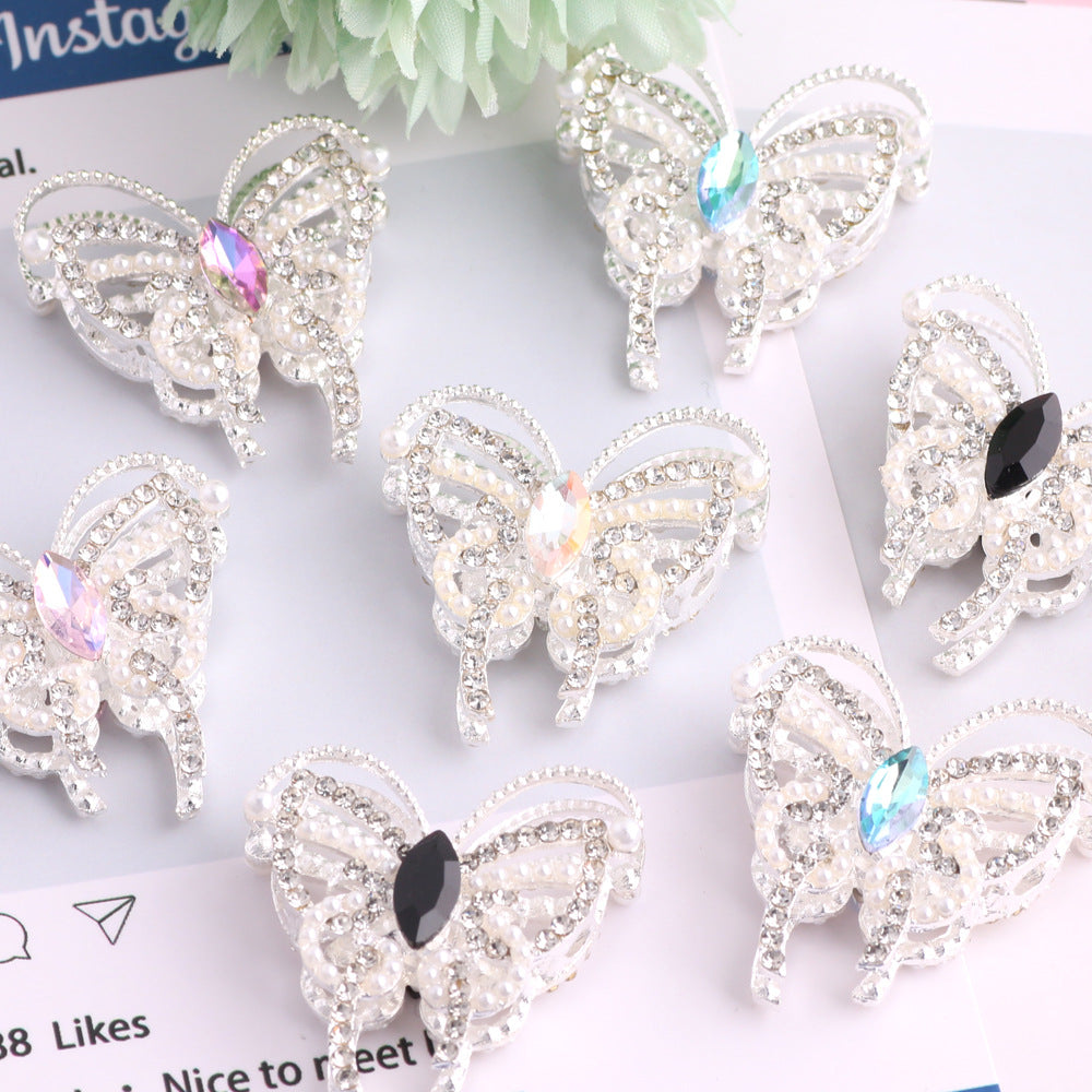 Alloy Butterfly Rhinestone Beads 31x30x11mm 3pcs