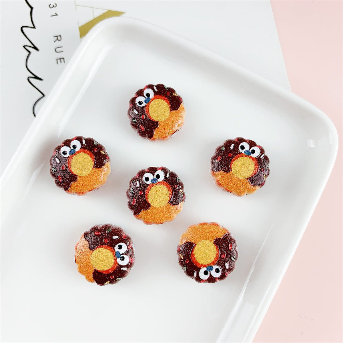 Cute 16mm Acrylic Double-Sided Printed Cookie Round Beads 20pcs 7