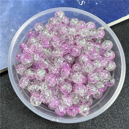 Crackle Flower Glass Beads 8mm Soft Purple Blue Gradient 3 Strands 34