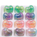 Gradient Heart Acrylic Beads 22mm Dual Color Crackle 50pcs