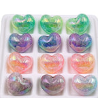 Gradient Heart Acrylic Beads 22mm Dual Color Crackle 50pcs