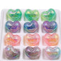 Gradient Heart Acrylic Beads 22mm Dual Color Crackle 50pcs