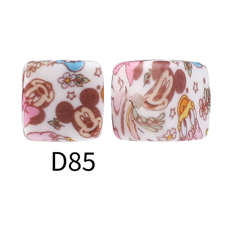 15mm Silicone Beads Disney Character Mix Mickey Stitch Winnie 50pcs 12